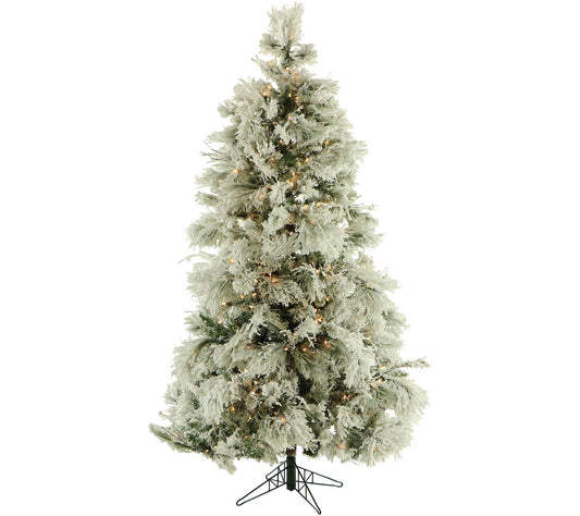 Fraser Hill Farm 6.5' Flocked Snowy Pine Clearelit Tree