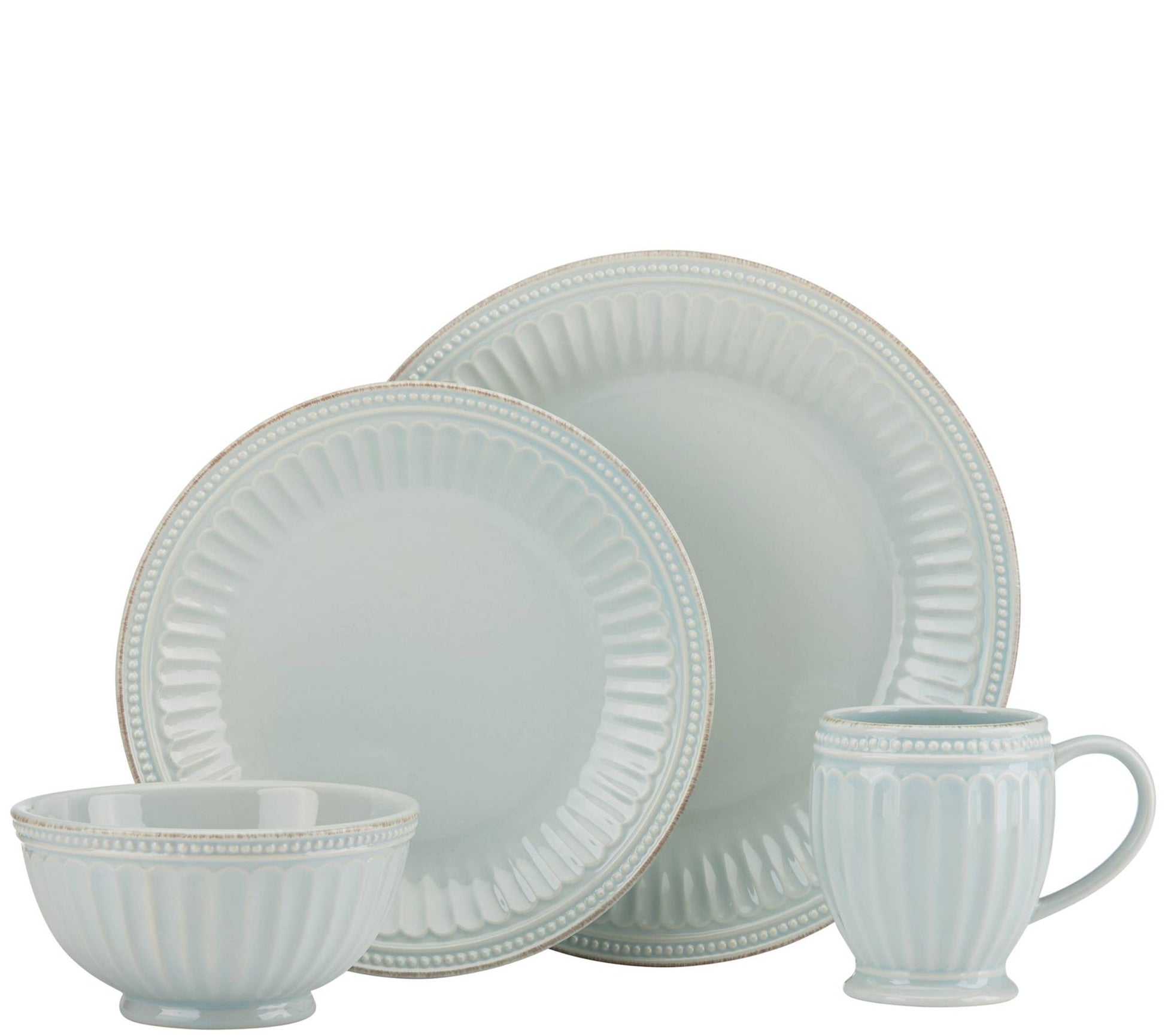 Lenox French Perle Groove Ice Blue 4-Piece Place Setting