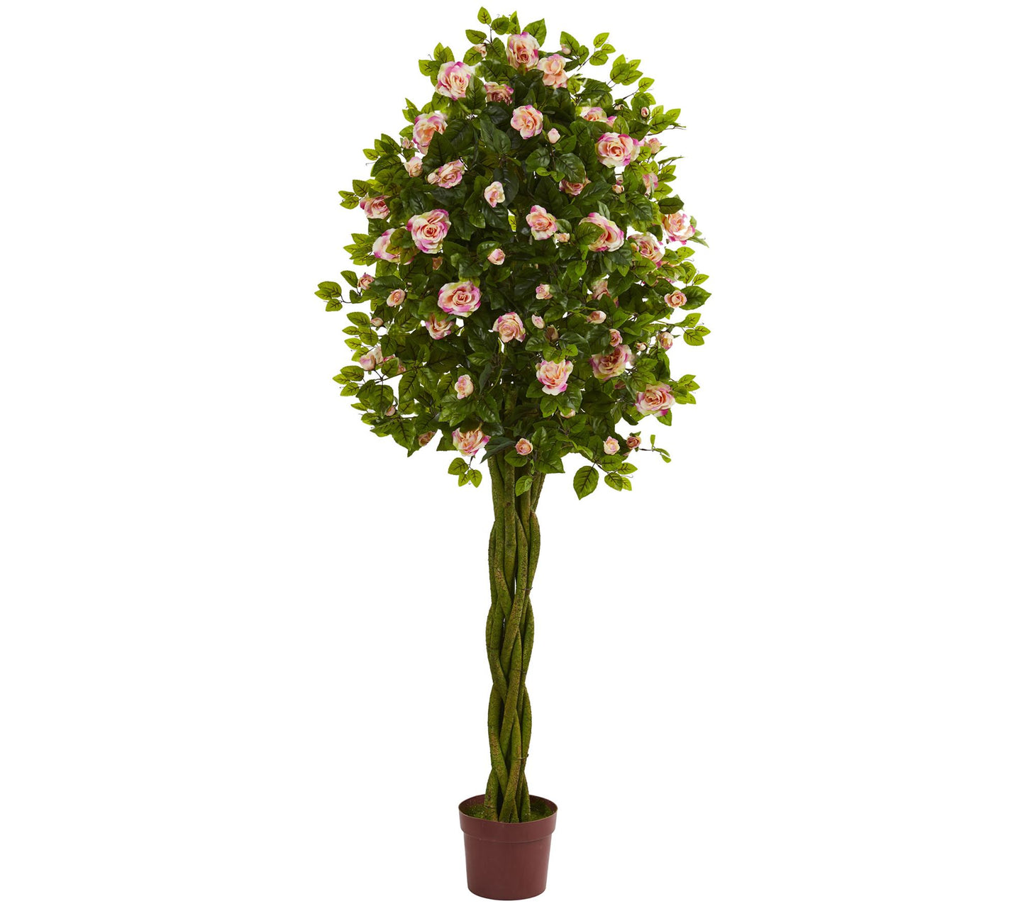 6' Rose Artificial Tree with Woven Trunk by Nearly Natural