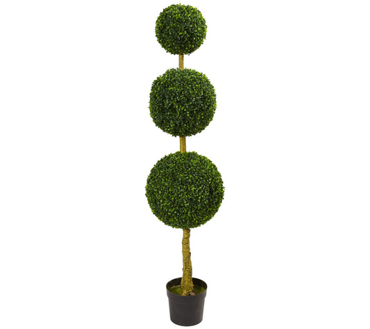 5.5' Triple Ball Boxwood Topiary Tree by Nearly Natural