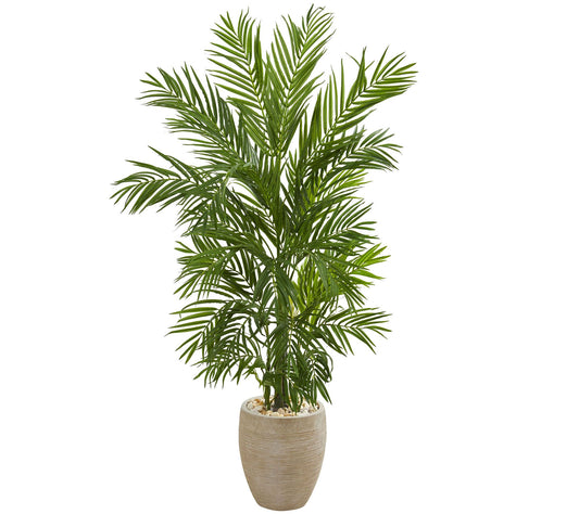 5' Areca Palm Tree in Sand Colored Planter by Nearly Natural