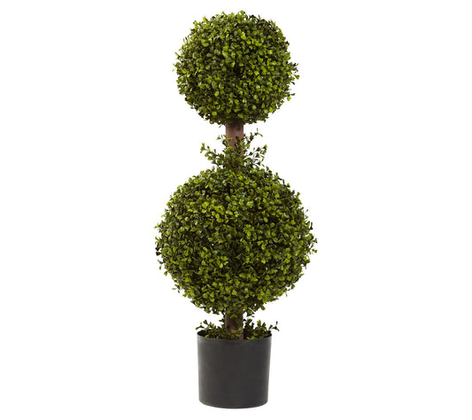 35" Double Boxwood Topiary by Nearly Natural