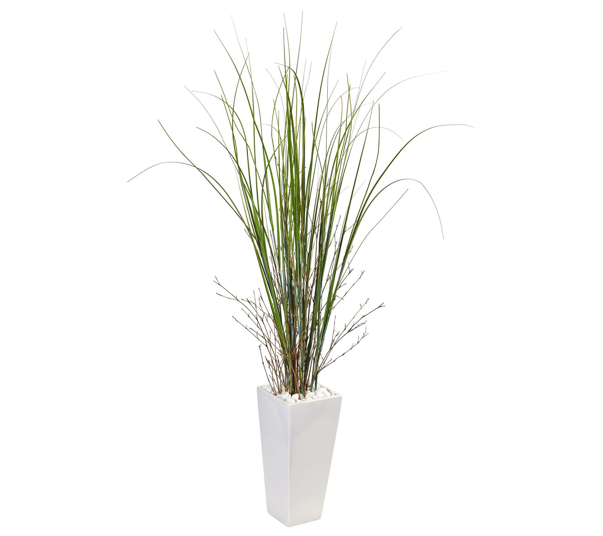 Bamboo Grass in White Tower Ceramic by Nearly Natural