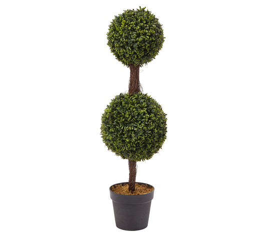 Pure Garden 36" Artificial Podocarpus Double Ball Topiary