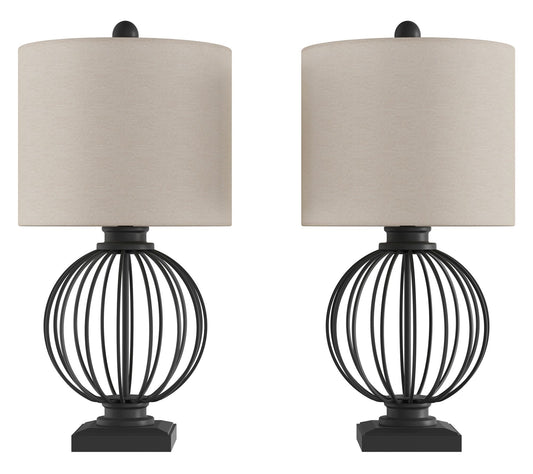 Lavish Home Set of 2 Wrought Iron Open Cage OrbTable Lamps