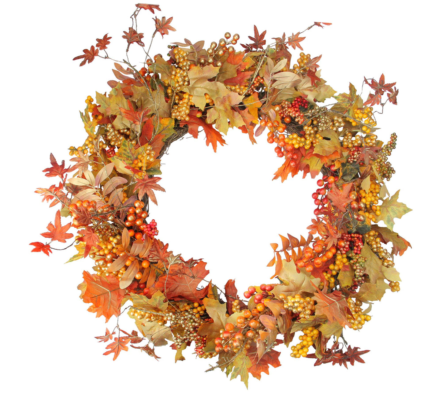 Northlight Autumn Harvest Leaves with Berries Wreath