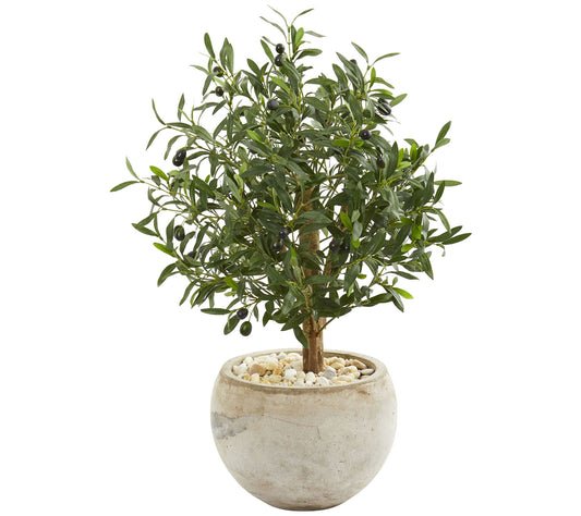31" Olive Artificial Tree in Bowl Planter by Nearly Natural