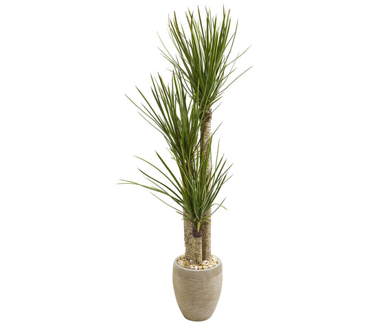 64" Yucca Tree in Sand-Colored Planter by Nearly Natural