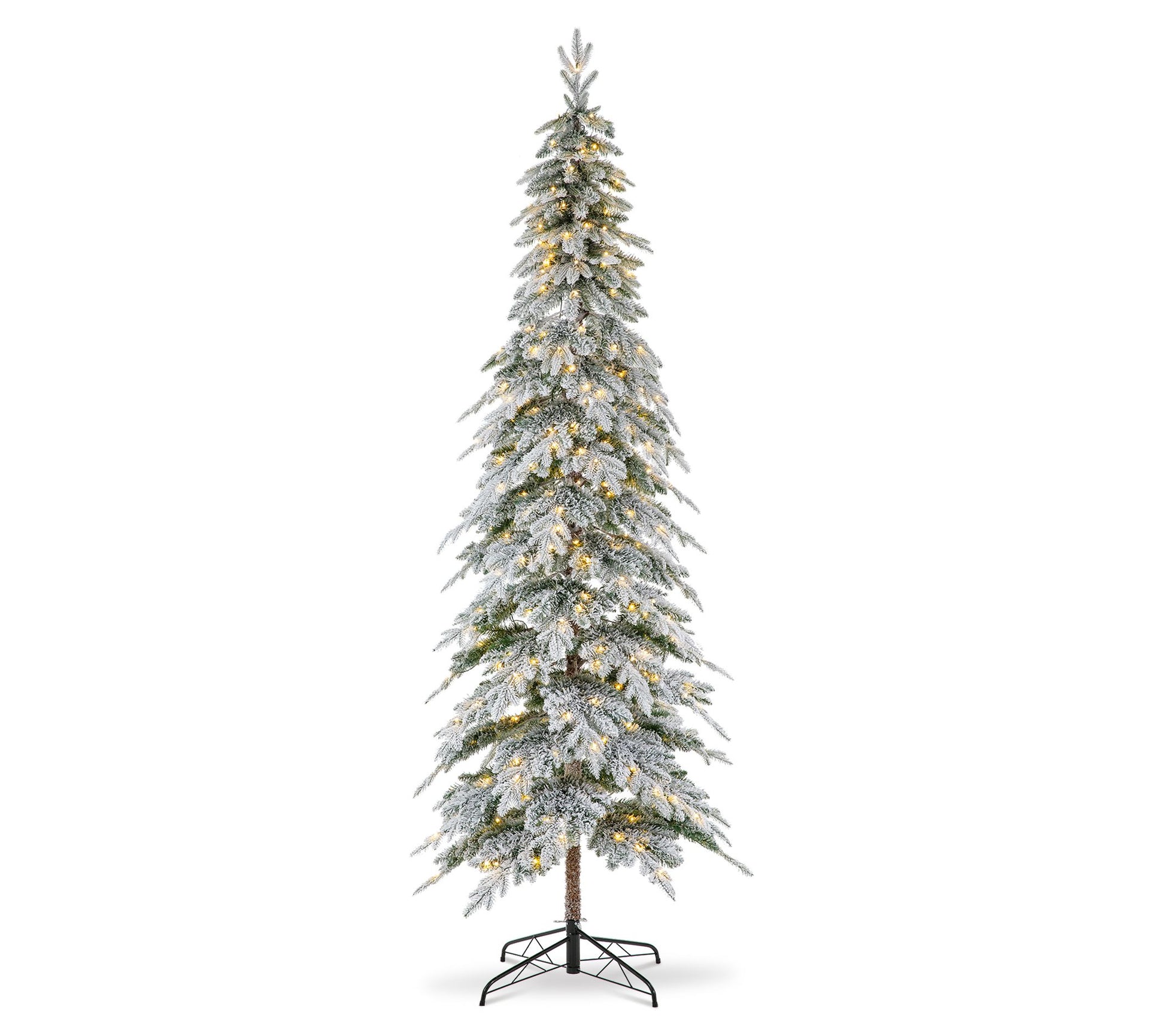 Glitzhome 9' Pre-Lit Flocked Pencil Spruce Christmas Tree