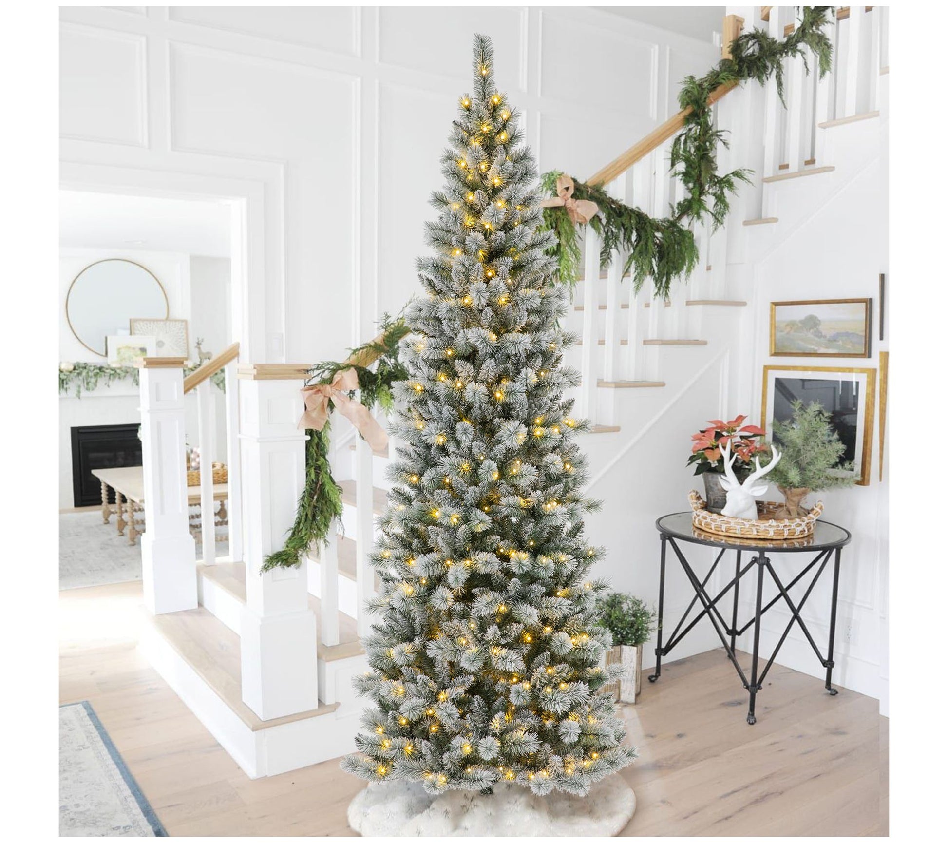 Glitzhome 9' Prelit LED Flocked PencilChristmas Tree