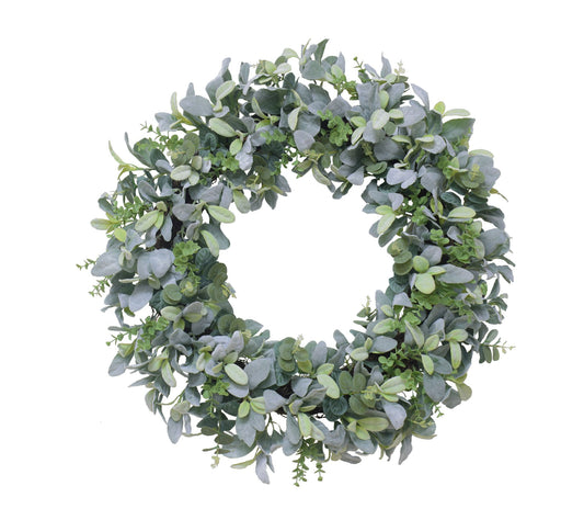 Puleo International 28" Flocked Lambs Ear Spring Wreath