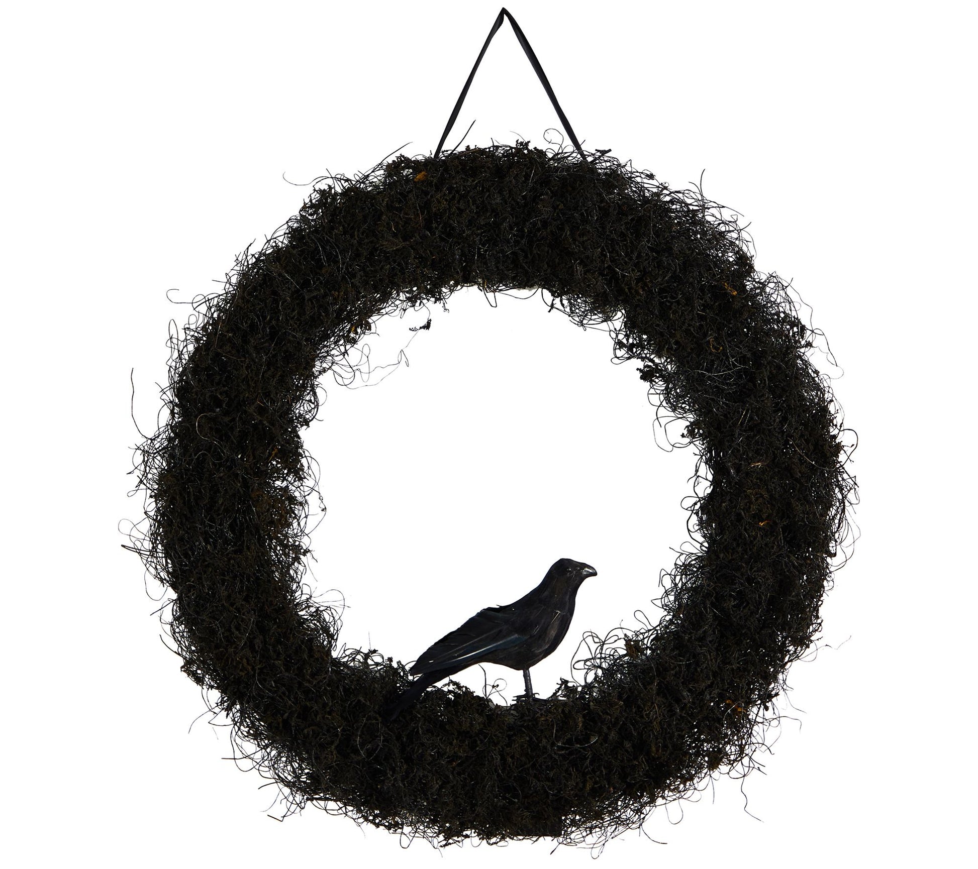 Nearly Natural 30" Halloween Black Raven Twig Wreath