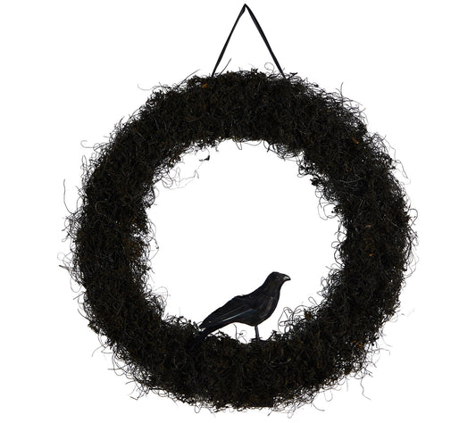 Nearly Natural 30" Halloween Black Raven Twig Wreath