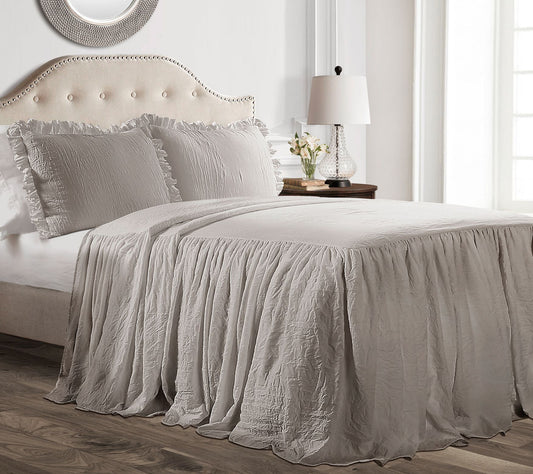 Ruffle Skirt Bedspread 3Pc Set Cal King by LushDecor
