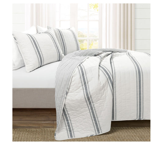Lush Decor Farmhouse Stripe Rev Quilt Set - Full/Queen