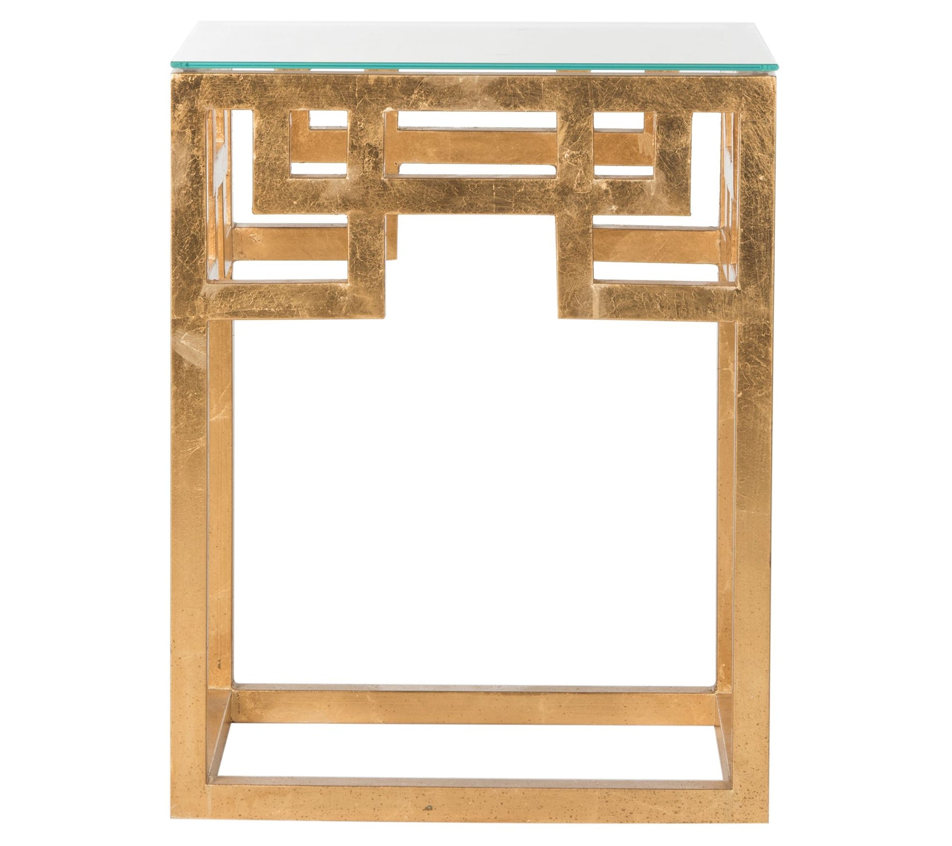 Safavieh Byram Greek Key Glass Top End Table