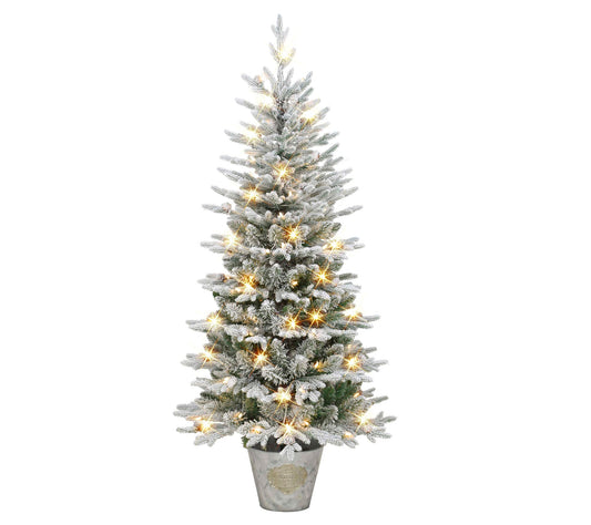 Puleo 6' Prelit PE/PVC Flocked Tree