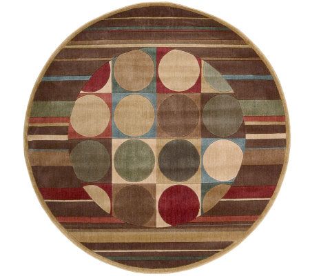Nourison Atlas 5'6" Round Geometrics Machine-Made Rug