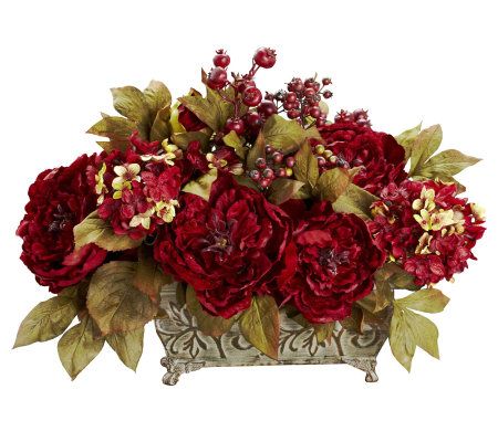 Peony & Hydrangea Flower Arrangement by NearlyNatural