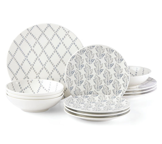 Lenox Textured Neutrals Chambray 12 Piece Plate& Bowl Set