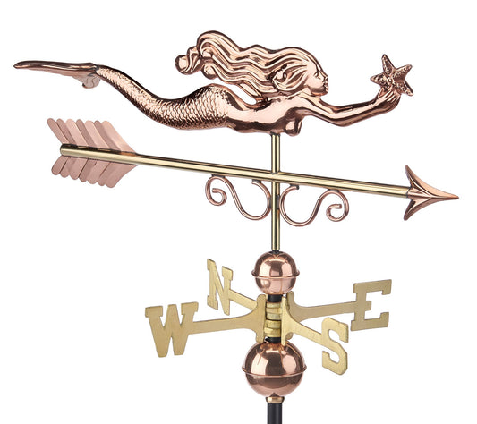 Little Mermaid Weather Vane - Pure Copper by Good Directions