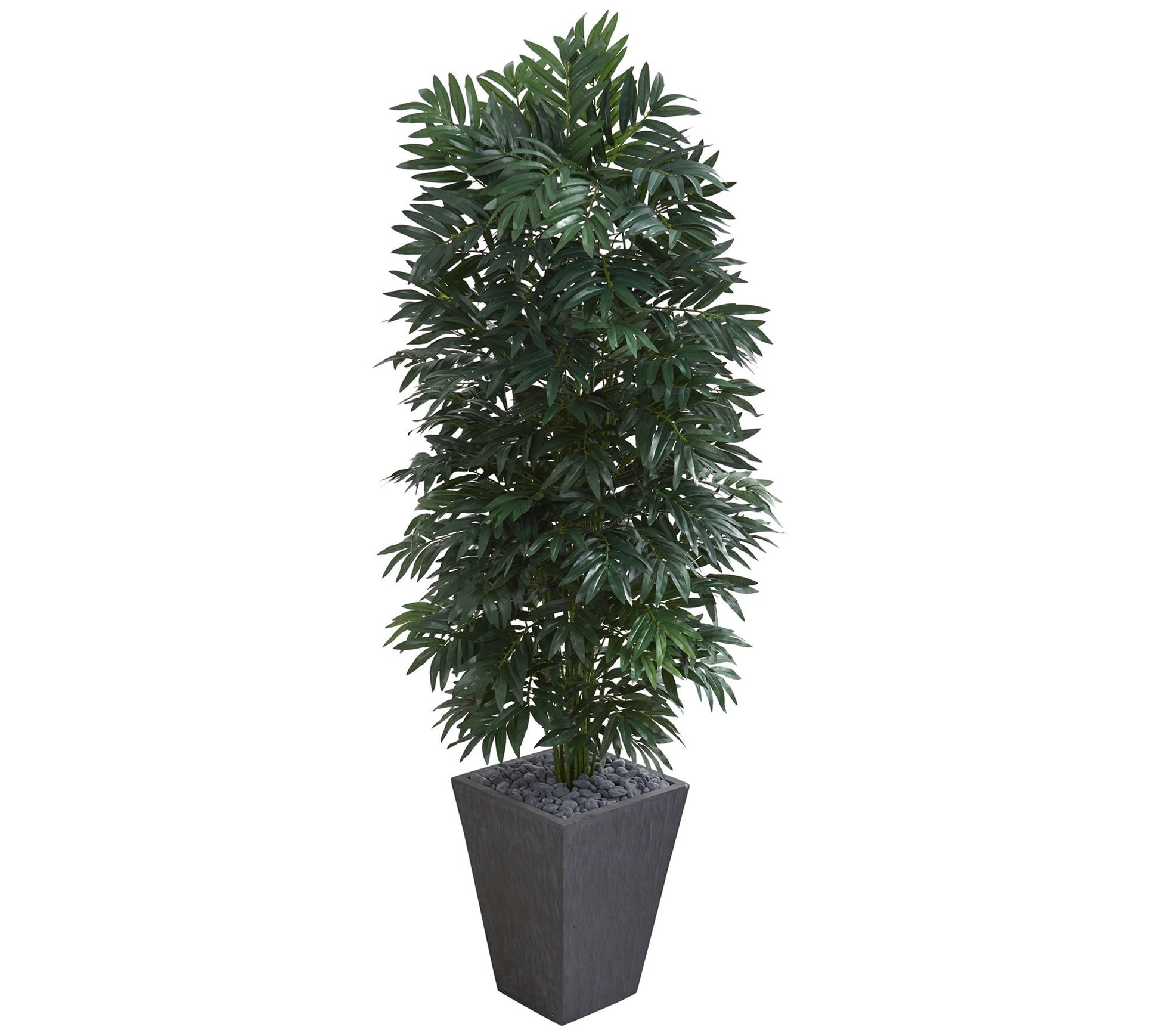 Bamboo Palm Plant in Slate Finished Planter byNearly Natural
