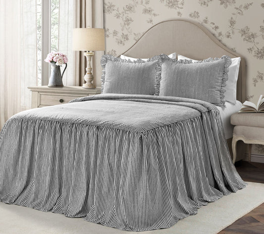 Ticking Stripe 3-Piece Queen Bedspread Set by Lush Decor