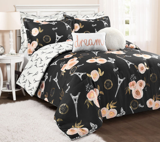 Vintage Paris Rose Butterfly F/Q Comforter Setby Lush Decor