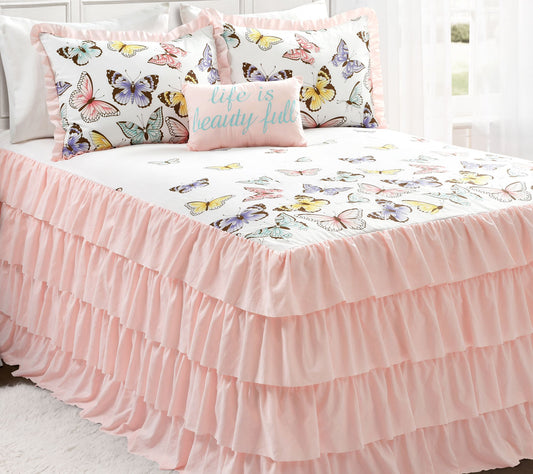 Flutter Butterfly 4-Piece Full Bedspread Set byLush Decor