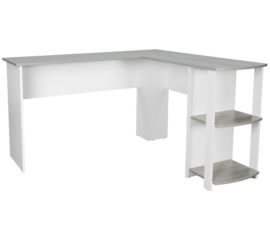 Techni Mobili Modern L-Shaped Computer Desk with Side Shelves
