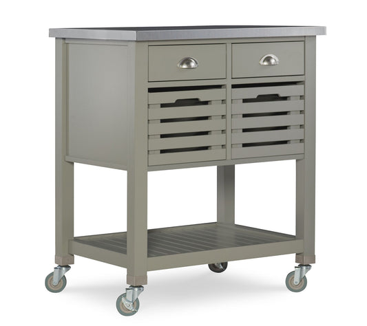 Linon Home Rory Kitchen Rolling Prep Island Cart With Storage
