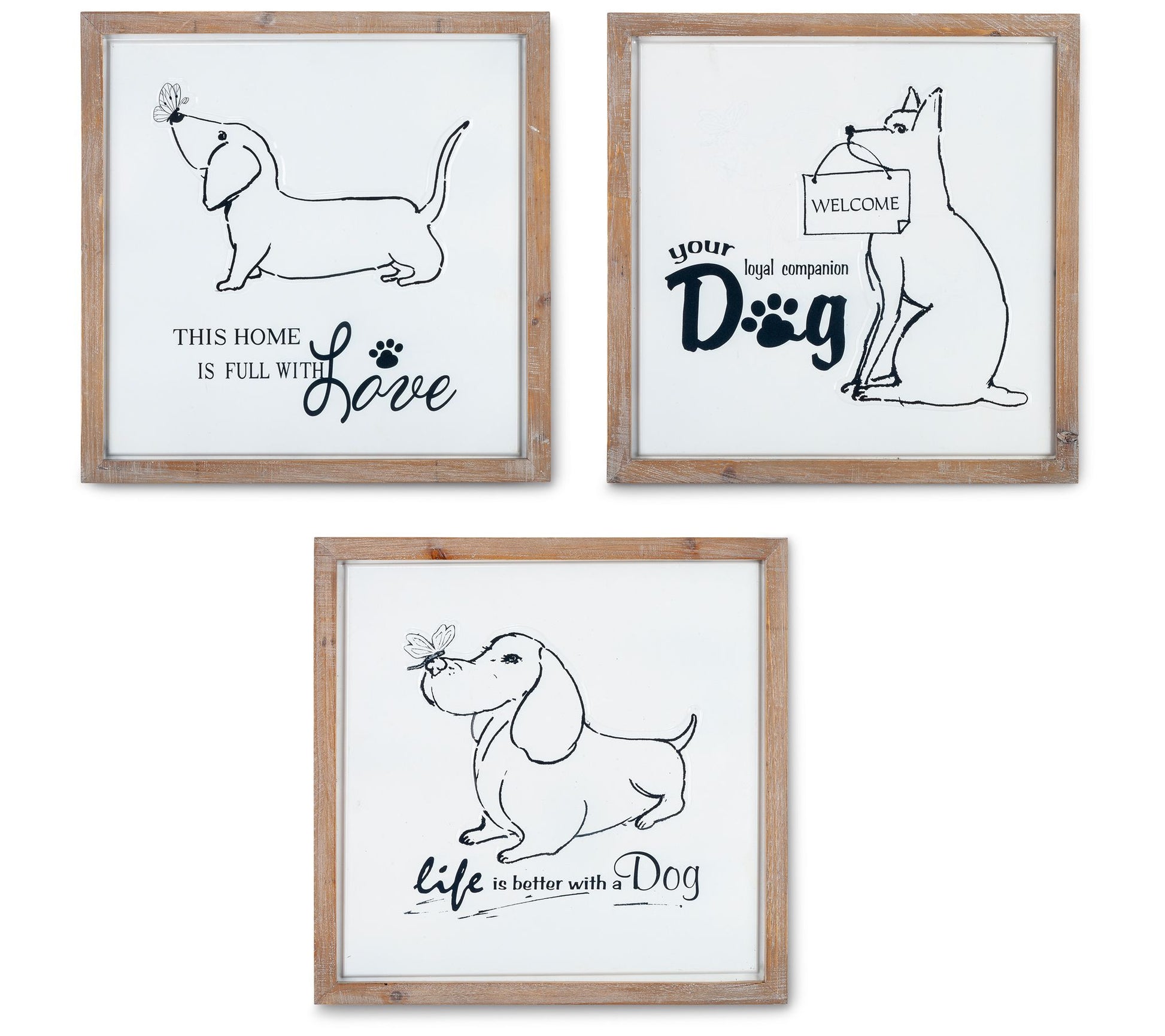 Set of 3 Wood Framed Metal Dog Decor by GersonCo.