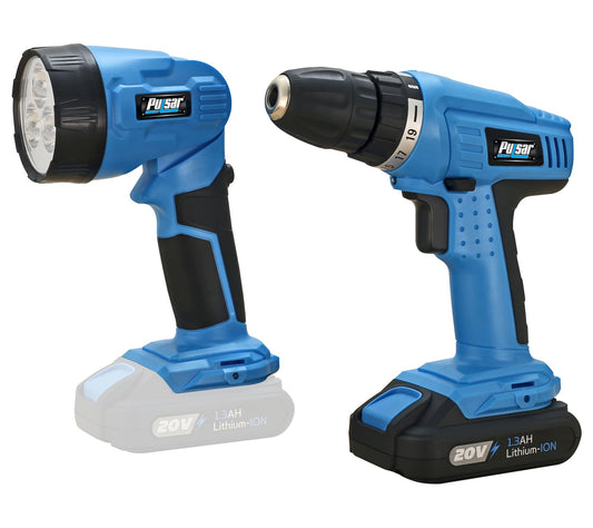 Pulsar 20V Lithium Ion Cordless Drill & Cordless Flashlight