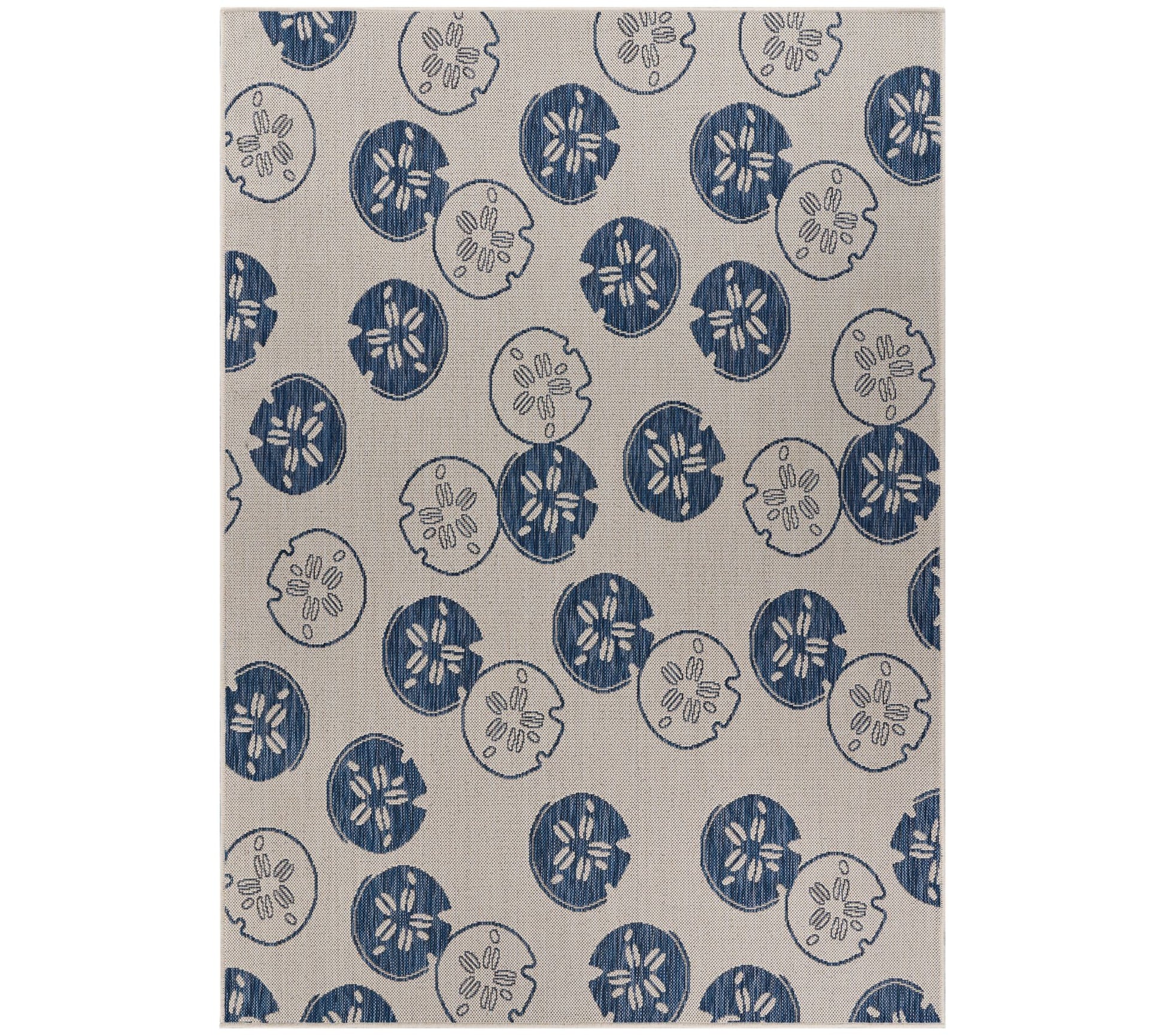 Ox Bay Navy Sand Dollars Indoor/Outdoor Rug 5'3" x 7'3"