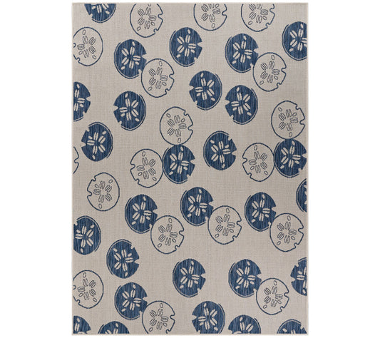 Ox Bay Navy Sand Dollars Indoor/Outdoor Rug 5'3" x 7'3"
