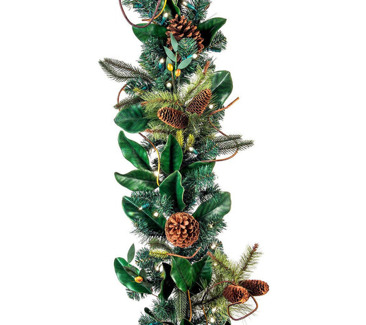 Village Lighting 9' Prelit LED Garland - Magnolia Leaf