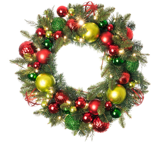 Village Lighting 30" Prelit LED Wreath - Festive Holiday