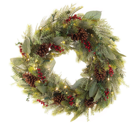 Village Lighting 30" Prelit LED Wreath - WinterFrost