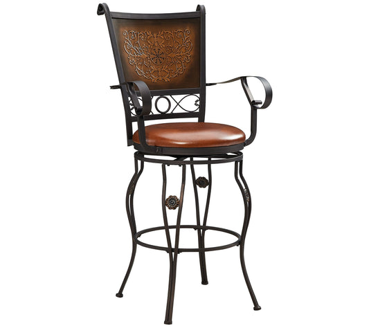 Powell Home Fashions 50" Apsion Stamped Back Barstool With Ar