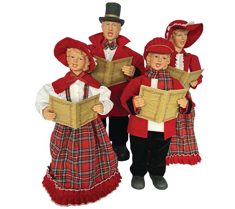 Red Plaid Carolers, Set of 4 by Santa's Workshop 20" to 27"