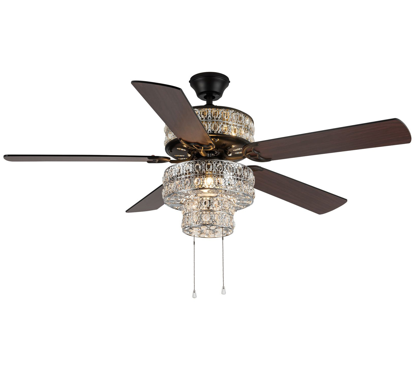 River of Goods 52"W Silver Metal and Clear Crystal Ceiling Fan