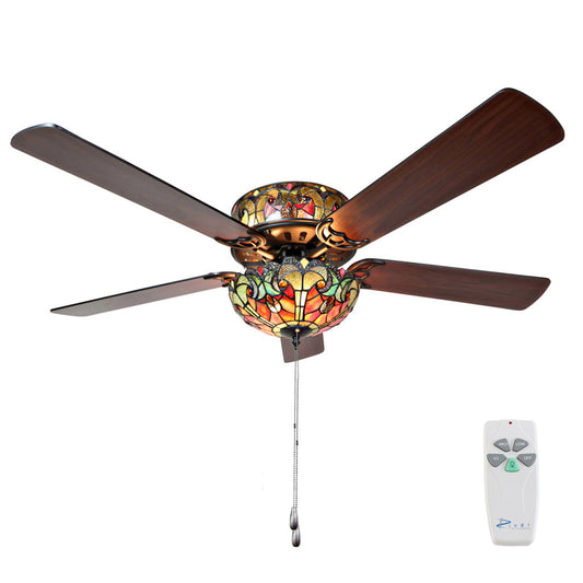 River of Goods 52"W Halston Red Stained Glass C eiling Fan