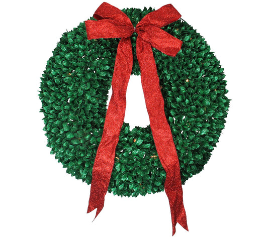 Northlight Glittered Leaves Wreath - 28" ClearLights