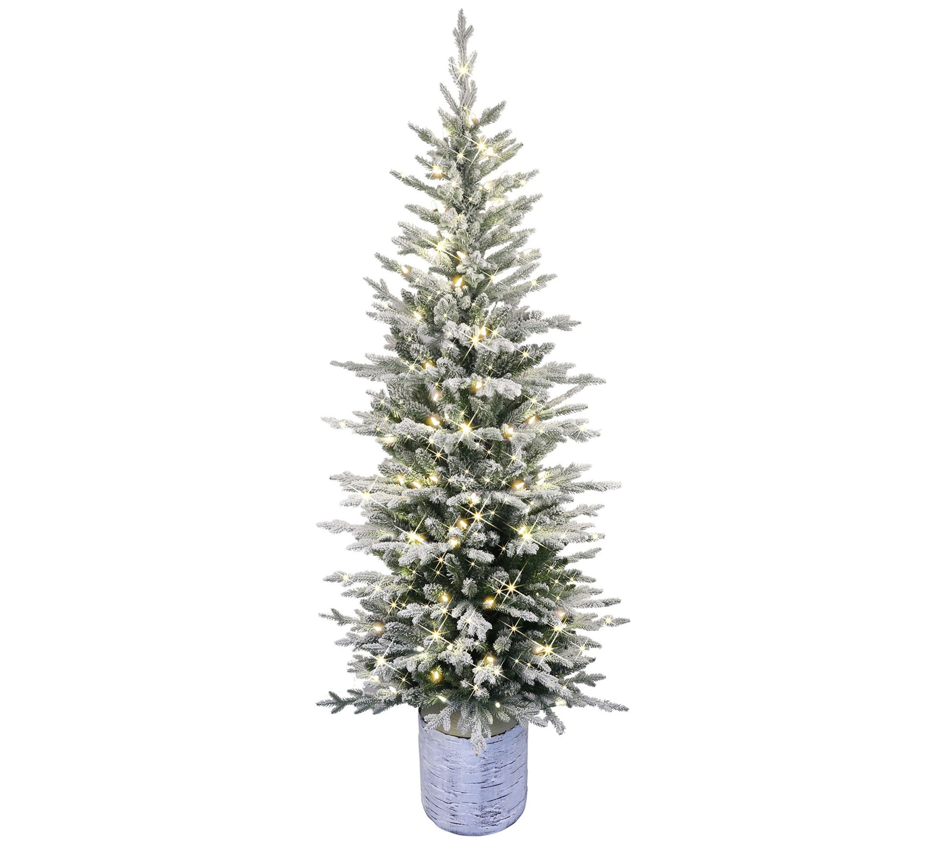 Puleo International 6' PreLit Potted Flocked Scandinavian Tre