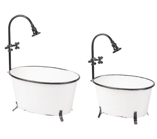 Foreside Home & Garden Antiqued Bathtub Planters, Set Of 2