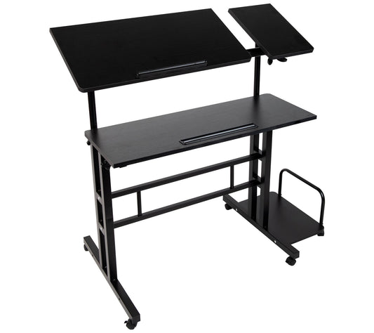 Mind Reader Mobile XL Sitting and Standing Workstation Desk
