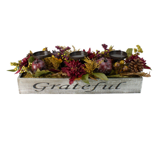 Northlight 24" Harvest Candleholder in "Grateful" Wooden Box