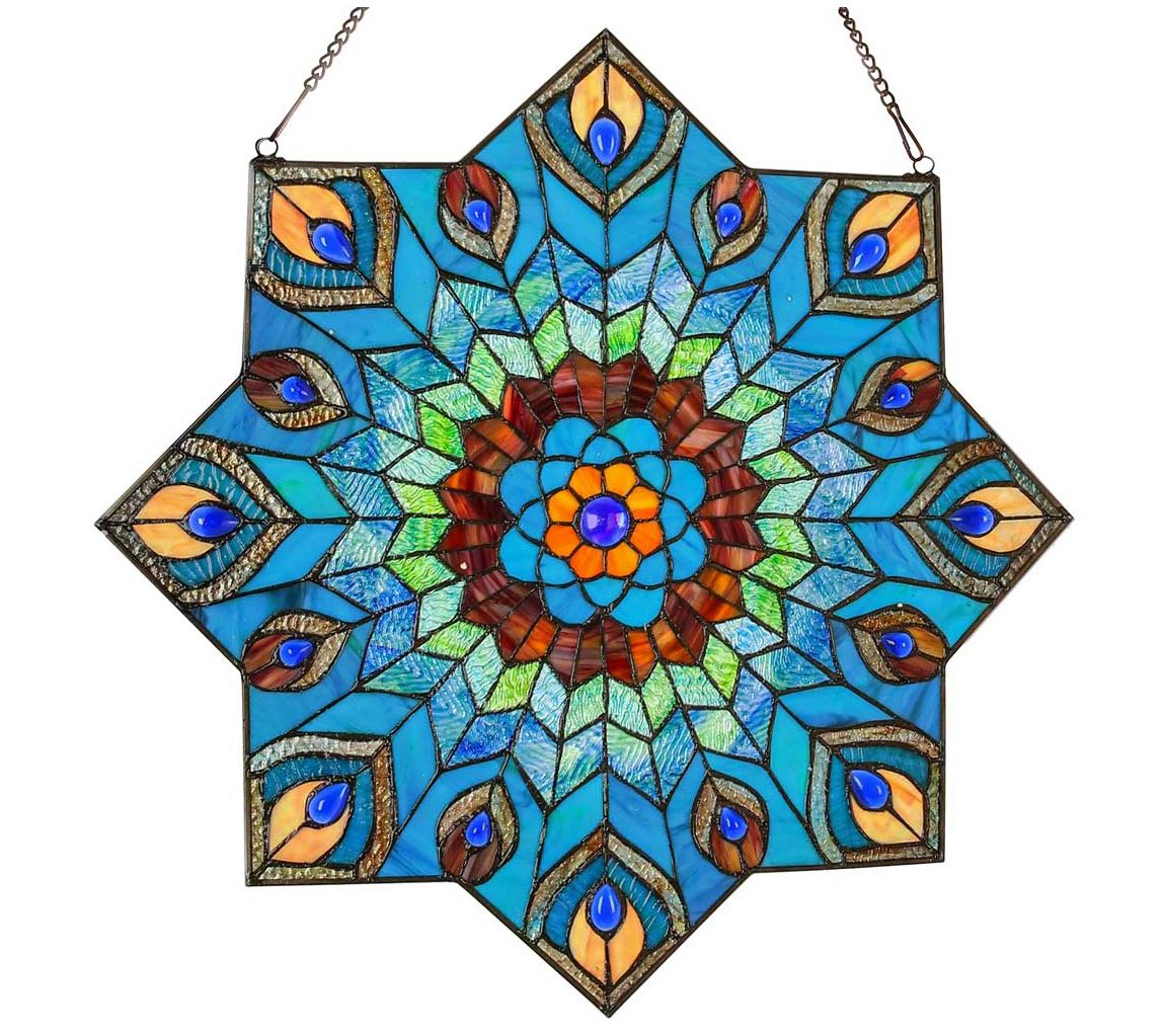 River of Goods 24"H Stained Glass Peacock Starindow Panel