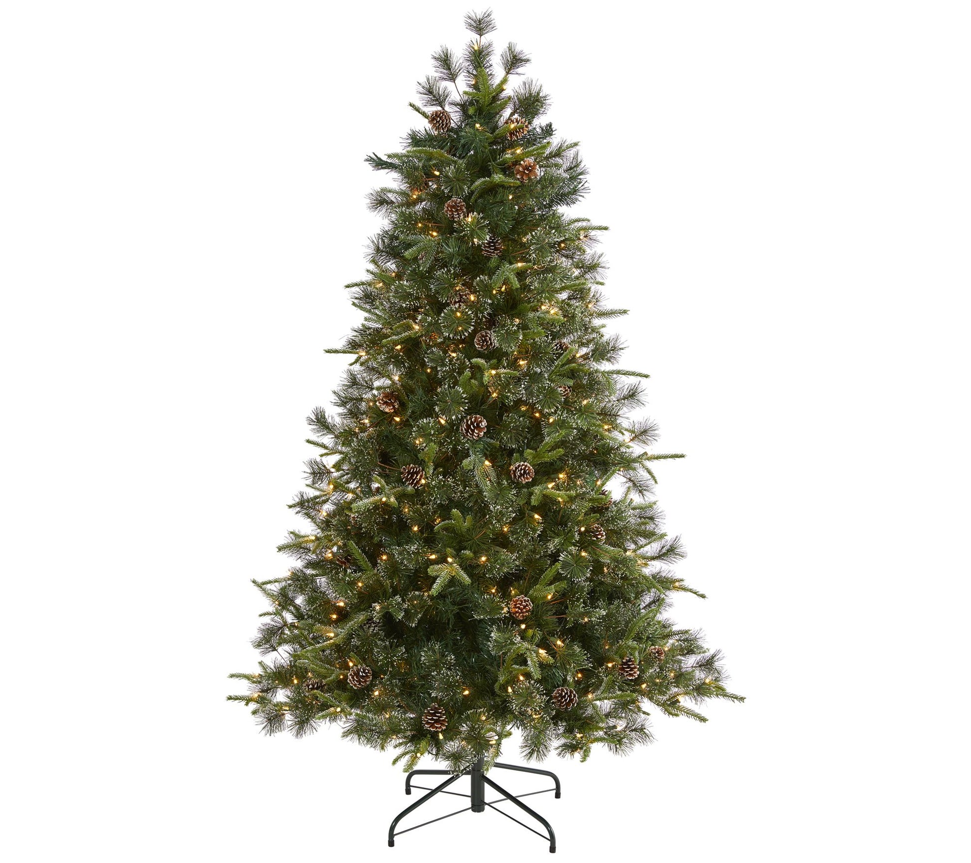 6' Lit Snowed Tipped Pine Christmas Tree by Nearly Natural