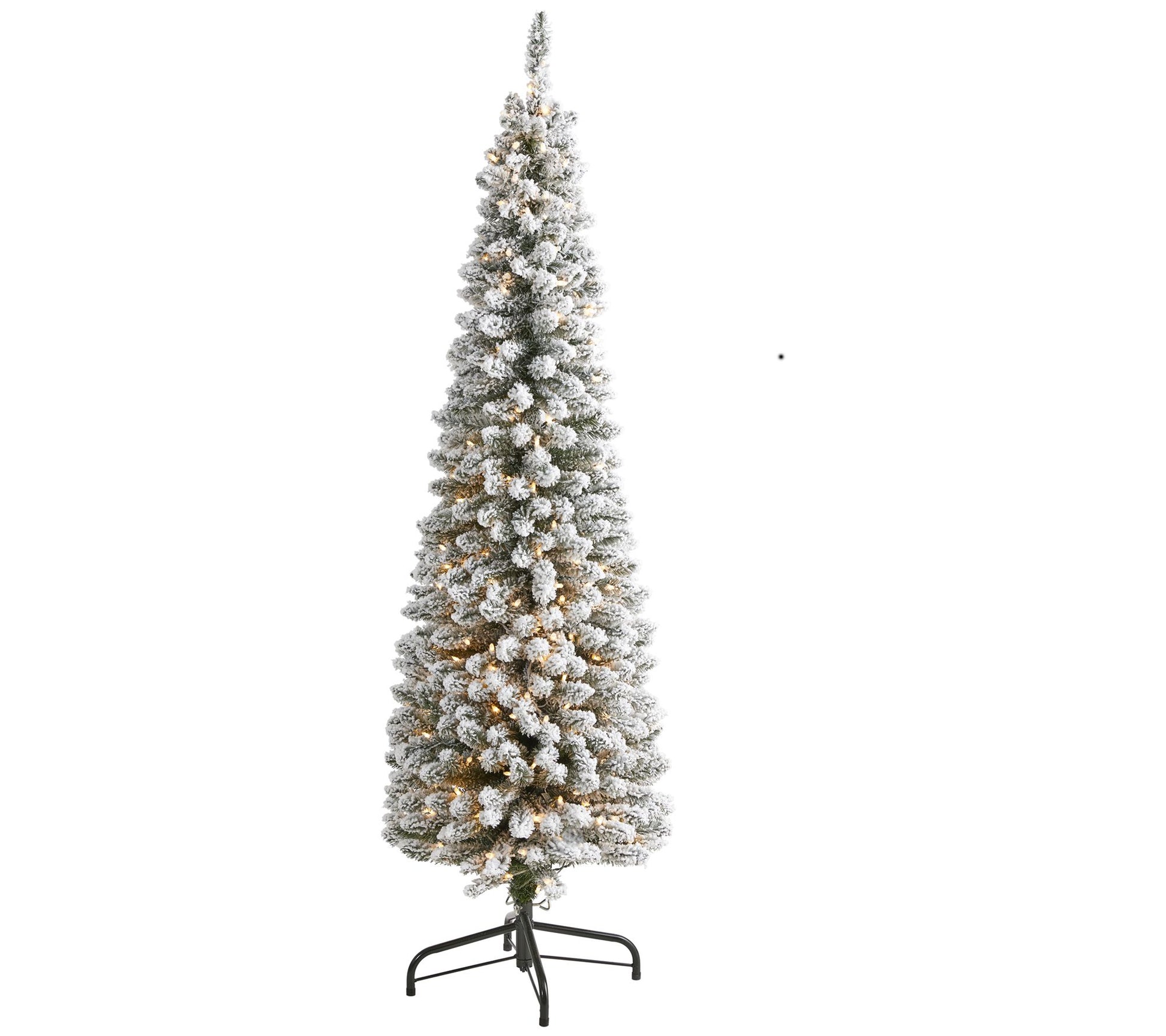 6' Lit Flocked Pencil Christmas Tree by Nearlyatural